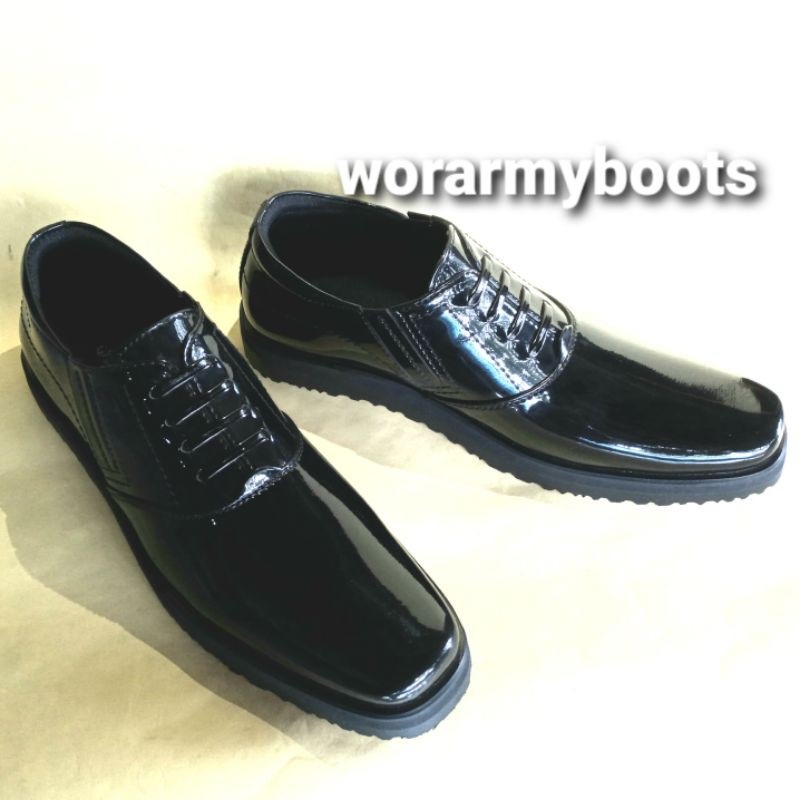 Sepatu PDH Pendek Kilap TNI POLRI Security Dishub terbaru by Wor Army Boots