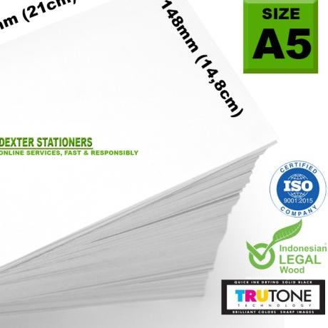 

KERTAS HVS A5 100GR (100 GSM) 210 MM X 148MM PAPERONE CUT PAPER - A5 PACK PLASTIK ❂