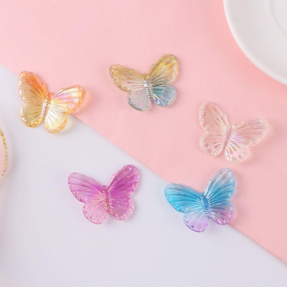 Agustina Kalung Temukan 31.5x41x4.5mm Bahan Perhiasan DIY Electroplate Acrylic Butterfly Liontin Kupu-Kupu