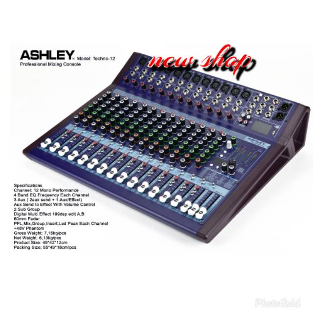 Mixer audio Ashley Techno 12 channel original Ashley