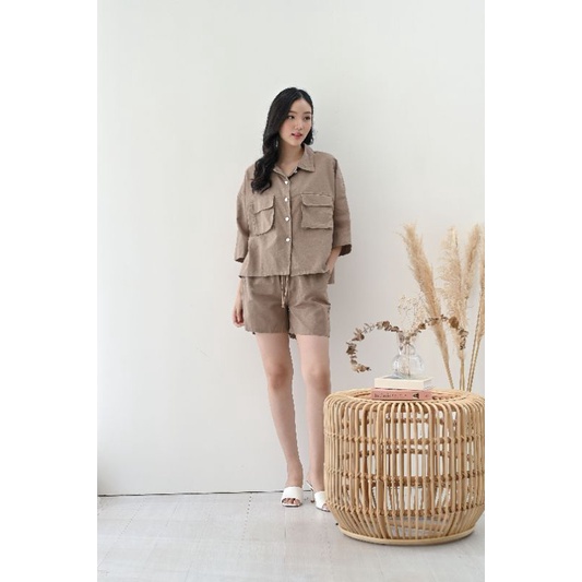 MOANA SET - SET LINEN OVERSIZE - NUBOUTIQUE-Brown