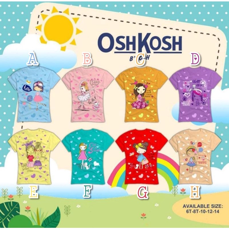Kaos T-shirt OshKosh Murah Anak Perempuan Junior Usia 6-14 tahun