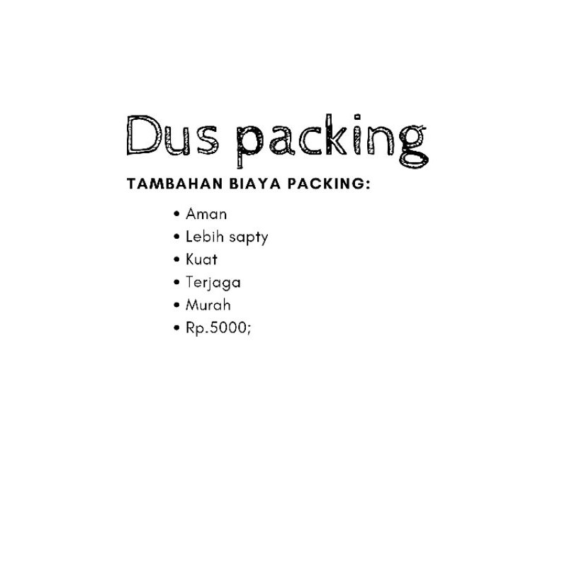 Tambahan biaya dus packing