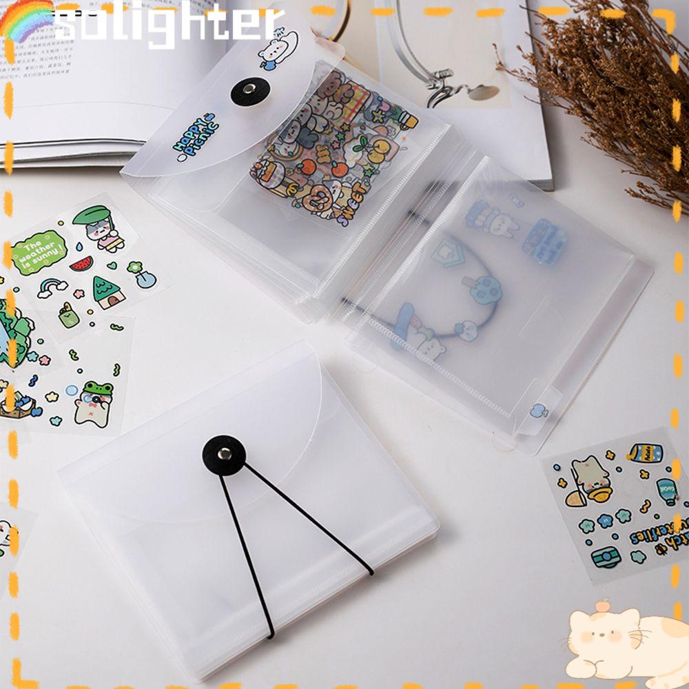 SOLIGHTER A6 Transparent Stickers Storage Book Bandage Idol Photo Booklet Nail Sticker Collecting Money Storage Folder Portable Notebook Holder Cash Bill Organize