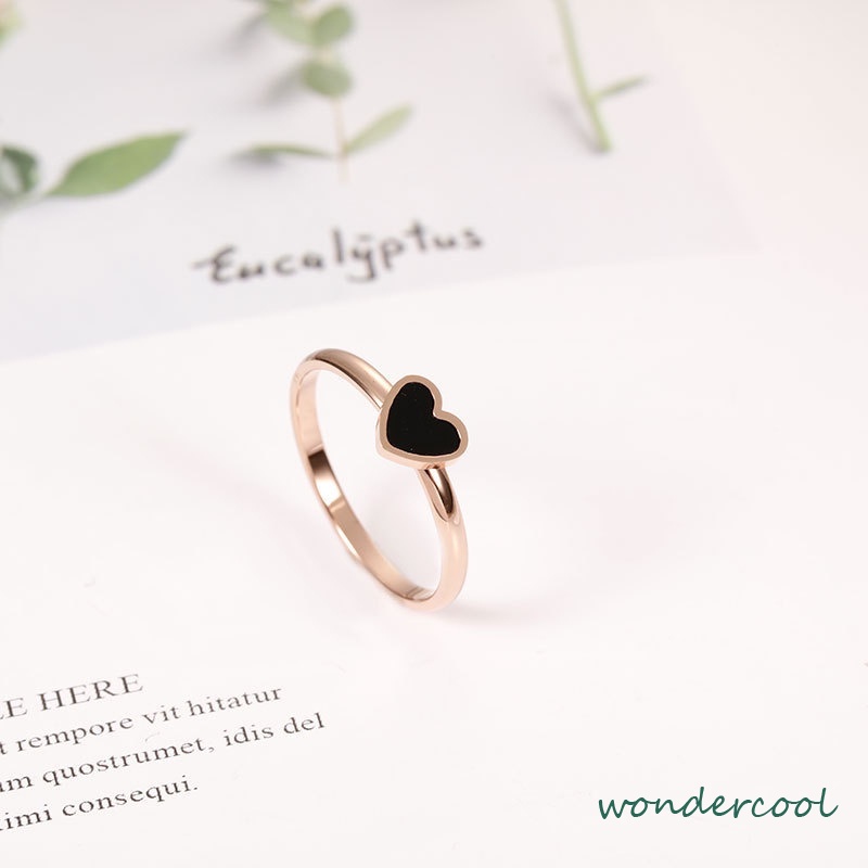 Korean Cinta Hati Cincin Titanium Lapisan Emas Model  Rose Gold-Won