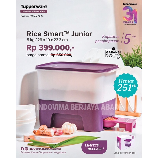 RICE SMART JUNIOR 5 KG TUPPERWARE TEMPAT BERAS TUPPERWARE PROMO