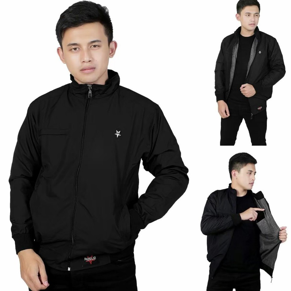ARS JAKET PRIA CASUAL SIMPLE ORIGINAL REBEL ID / JAKET MOTOR PRIA / JAKET BOMBER / JAKET SGM-Hitam | SGM