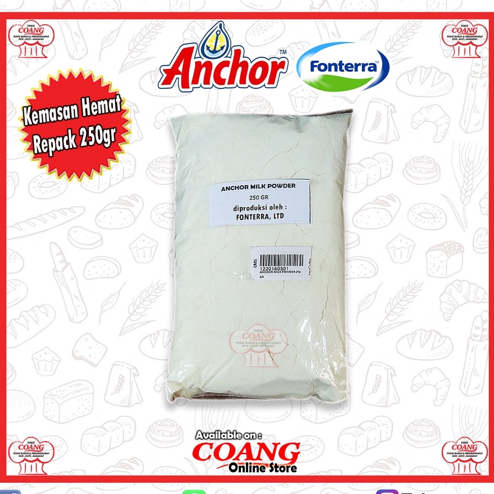 

ANCHOR MILK POWDER 250 GR - SUSU BUBUK ANCHOR - SUSU KUE - COANG MAKASSAR - BAHAN KUE