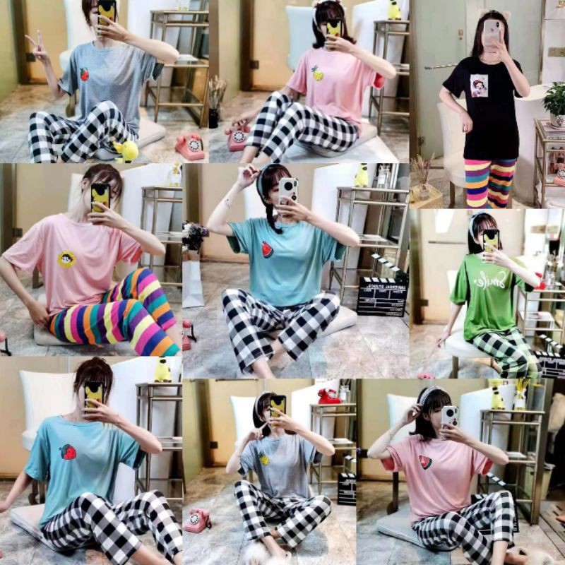 SETELAN PIYAMA BAJU TIDUR Wanita import CP/PIYAMA LENGAN PENDEK WANITA