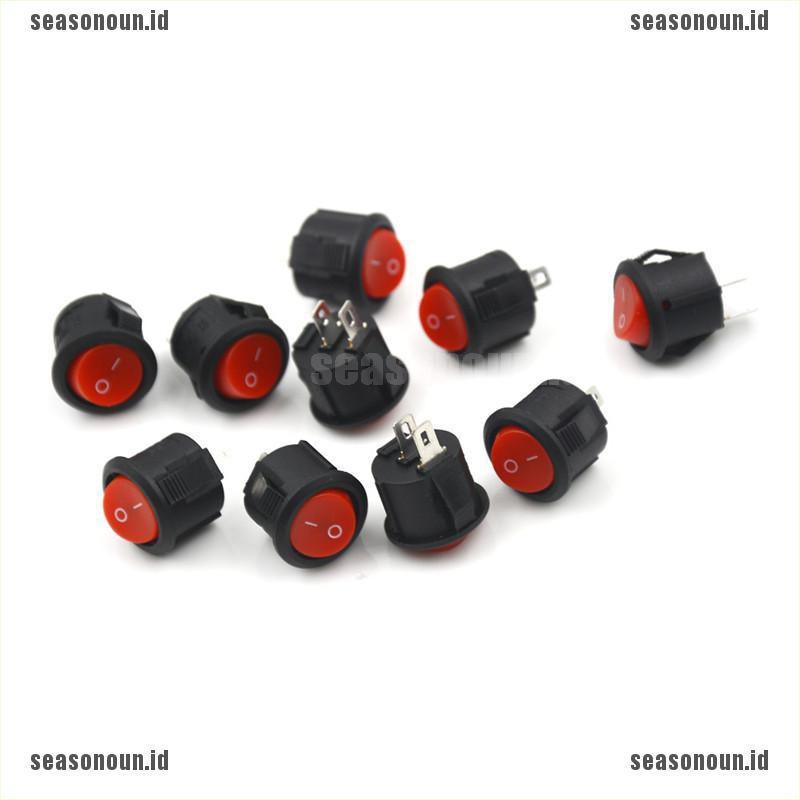 (Sea) 10pcs Saklar Rocker Onoff Mini 2 Pin Bentuk Bulat Diameter 16mm Untuk Perahu