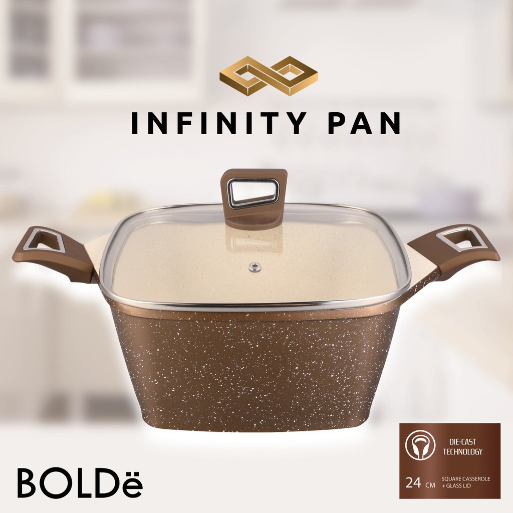 INFINITY PAN CASSEROLE 24CM GOLD Plus Penutup Kaca