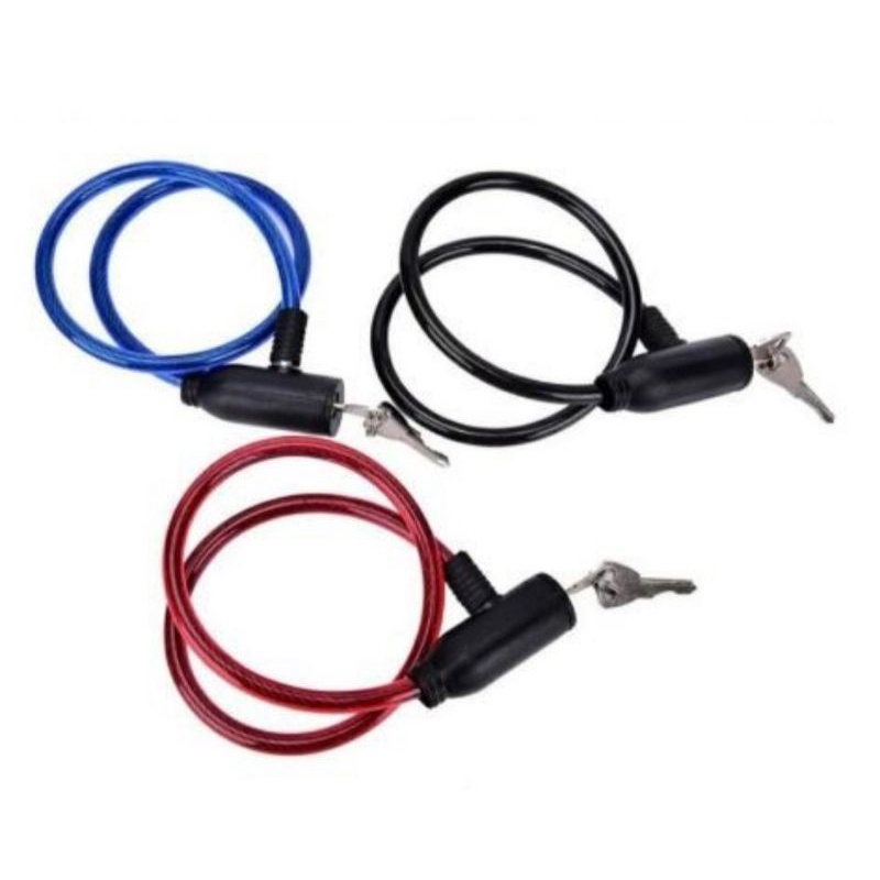 Gembok Sepeda Cable Lock Kunci Pengaman Motor Helm Pentol Baja Karet Kawat Termurah-1