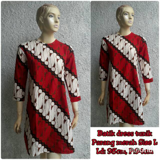 dress batik tunik parang merah L