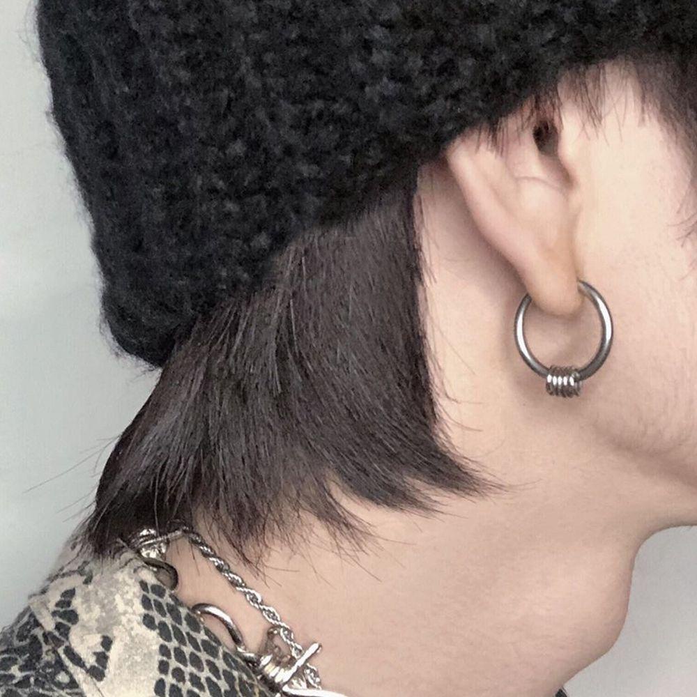 Mxbeauty Gesper Telinga Trendi Hip Pop Stainless Steel Fashion Perhiasan Tindik Pria Wanita Anting