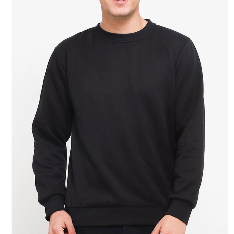 Sweater Polos Crewneck Basic Fleece Pria Wanita Premium