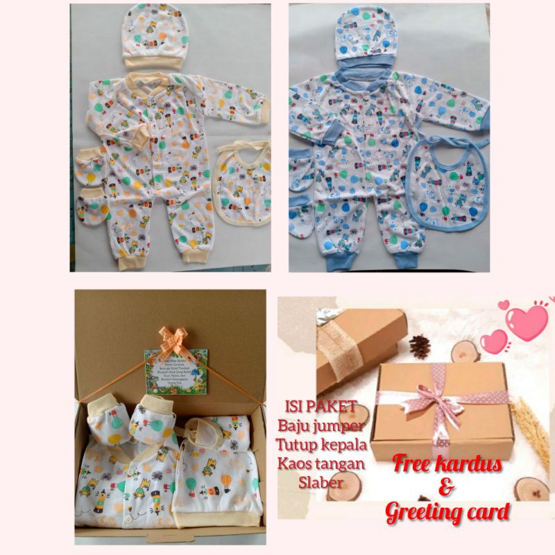 Kado bayi baru lahir/parsel sambang bayi - COWOK- ready sesuai gambar.-Newborn jumper boy