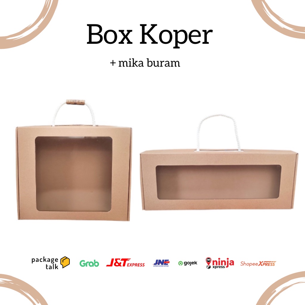 

box kado kotak kado kardus sepatu custom box pembungkus koper dus packing box packaging gift box kemasan Box Koper tambah mika buram ukuran 30x25x8, 40x15x4