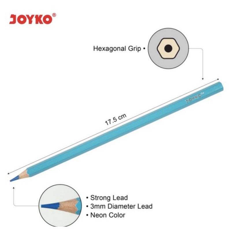 pensil warna NEON merek JOYKO CP124N 12warna-1