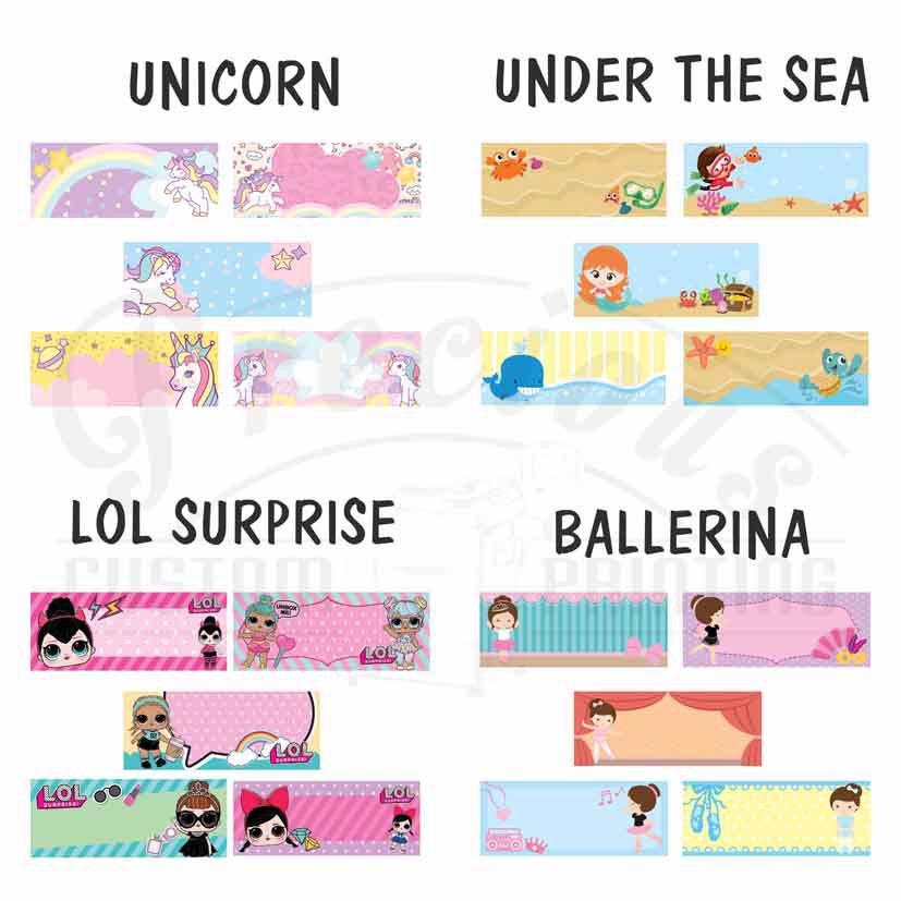 

STIKER NAMA UNICORN , UNDER THE SEA , LOL , BALLERINA