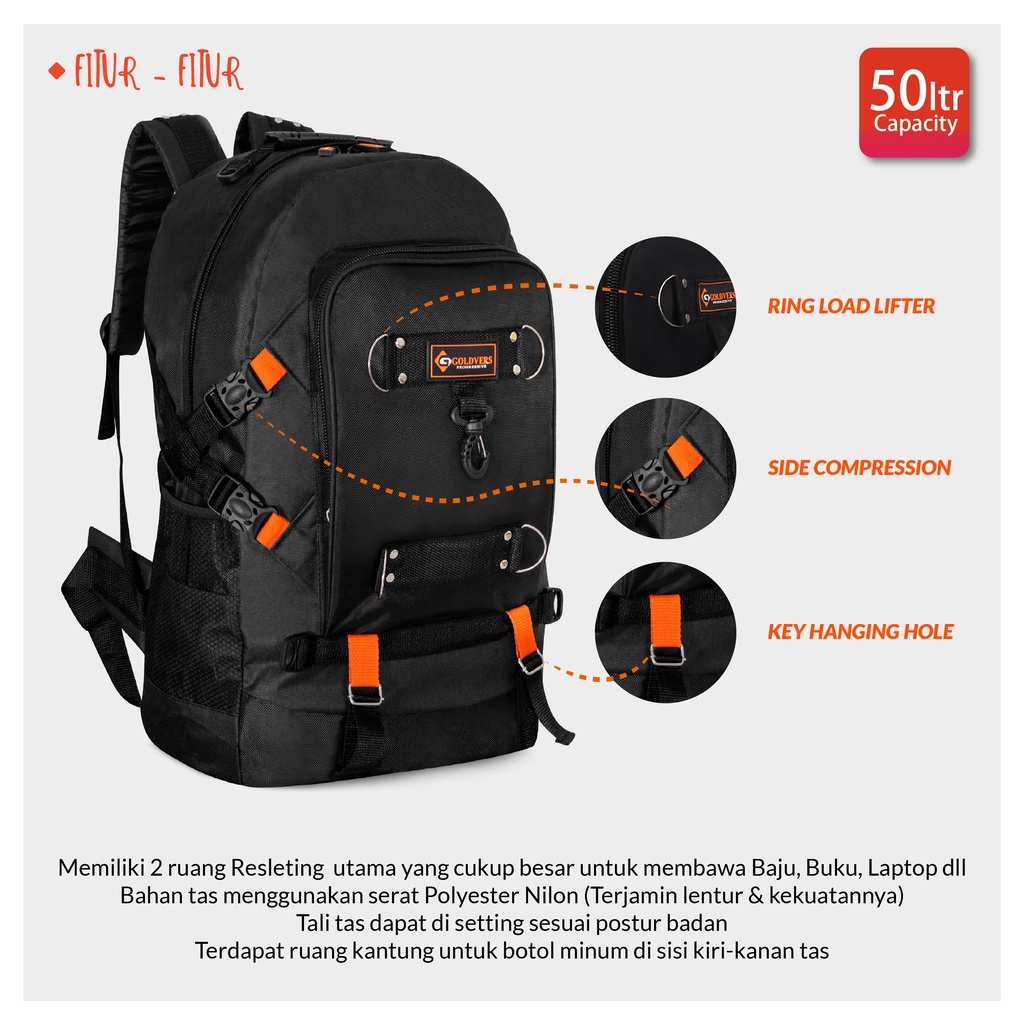 Tas Ransel Pria Tas Ransel Jumbo Tas Black Tas punggung Backpack Besar - Kreativo