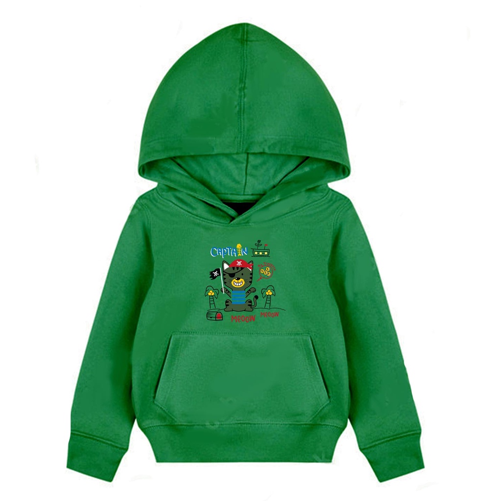 Hoodie Anak Captain Meow Sweater Pakaian Fleece Anak M - XL