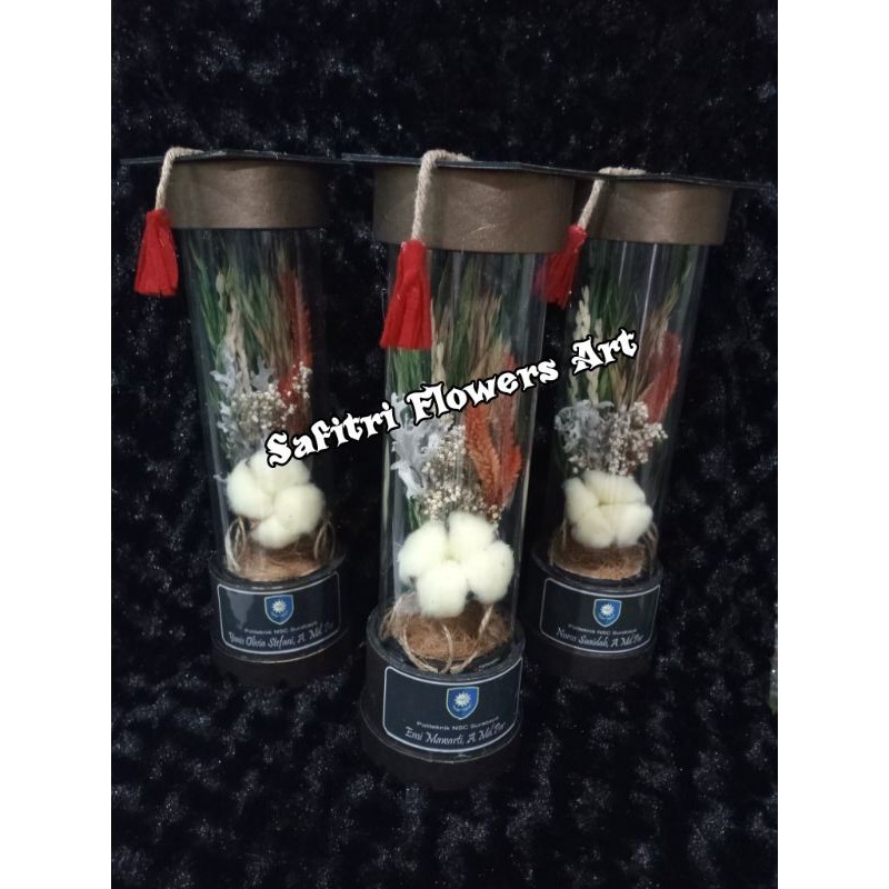 Tabung Bunga Kapas+ Bunga kering / Buket Wisuda
