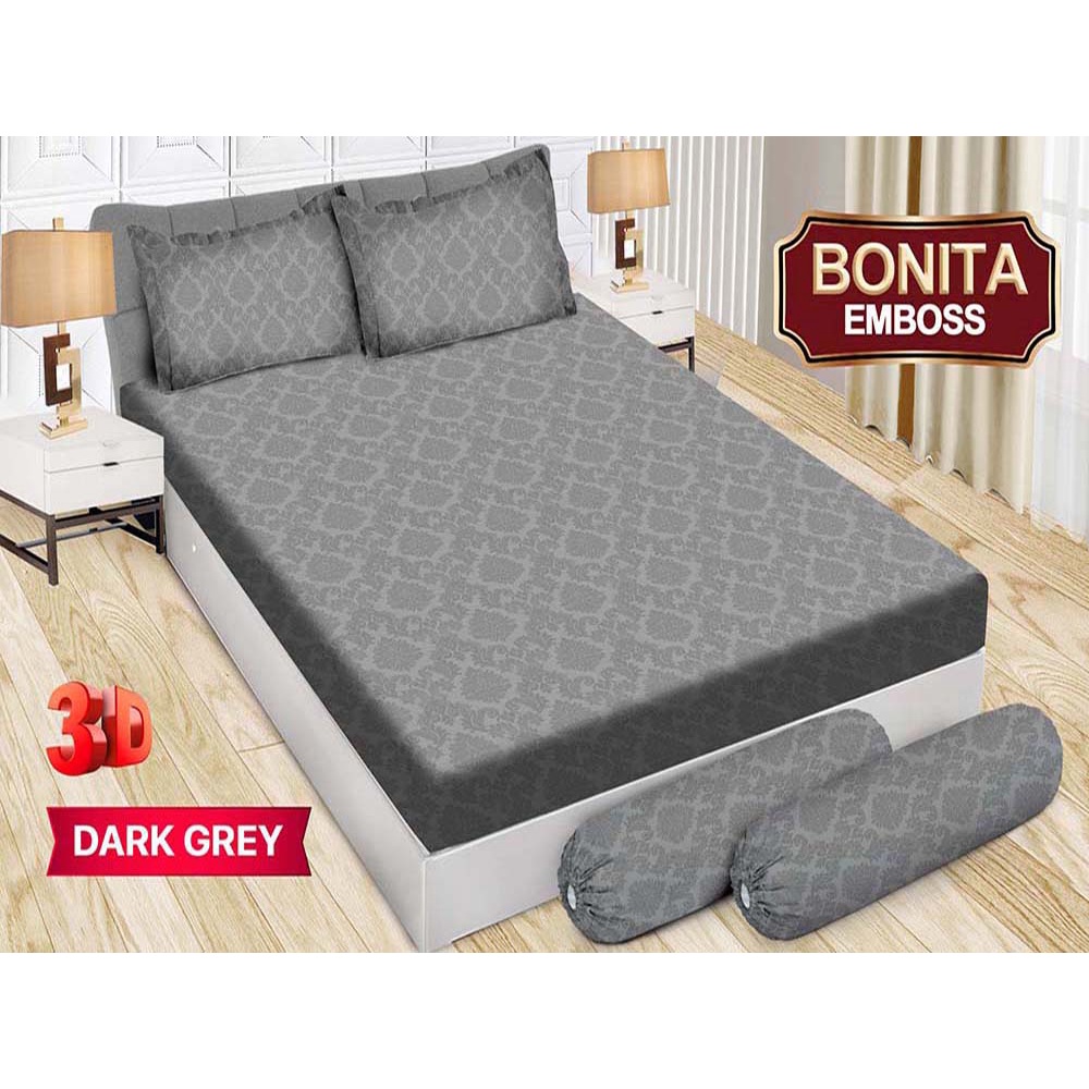 Sprei Bonita Polos Emboss Queen 160 x 200 cm Best Seller Terbaru Promo - Dark Grey
