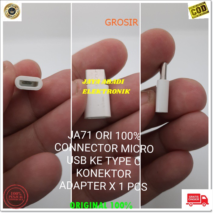 J71 ORIGINAL JACK MICRO USB KE TYPE C KONEKTOR JEK ADAPTER CAS CASAN EXTENSION SAMBUNGAN  connector charger micro usb ke type c tipe c jek jack konektor adapter converter cas casan andoit otg extension konverter hp handphone splitter universal sambungan c