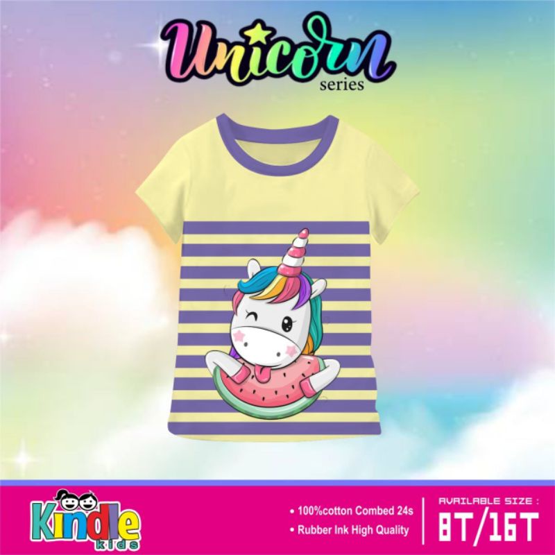 Kaos Anak Cewe Junior 7-14 Tahun Motif UNICORN kaos KINDLEKIDS KINDLEKIDZ