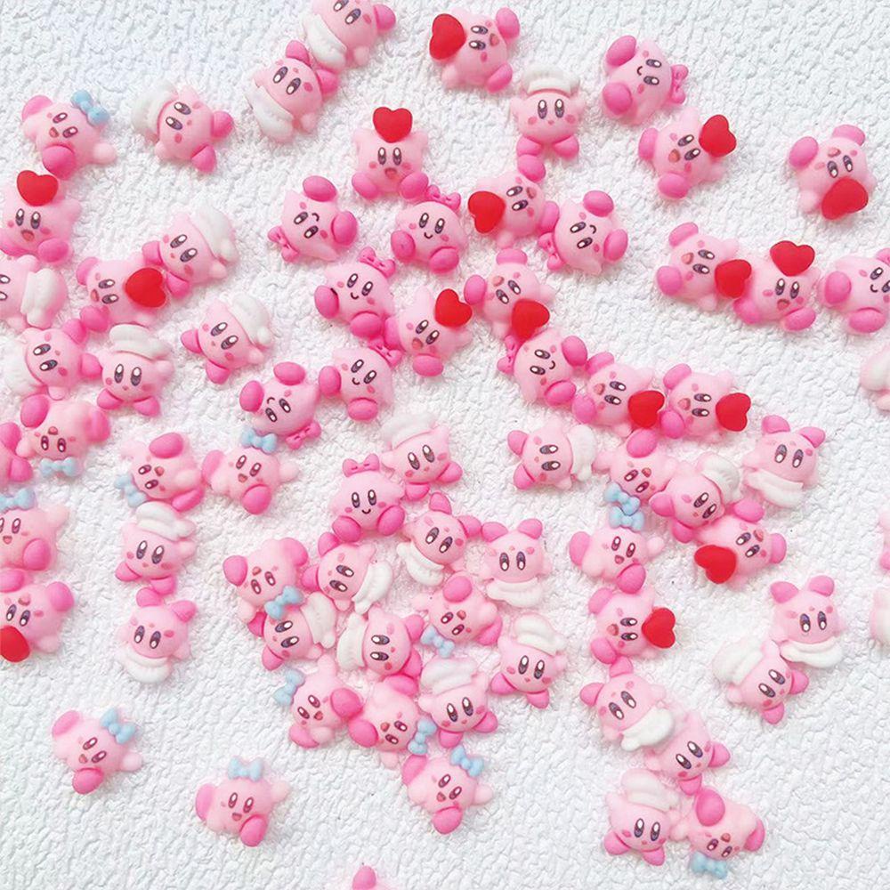 Suyo 10pcs Hiasan Nail Art Tekan Tips Kuku Resin Pink