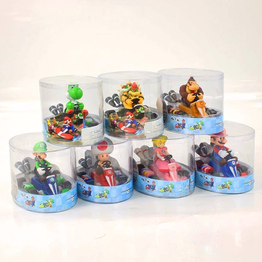 [Elegan] Super Mario Anime Kart Pull Back Cars Bowser Figure Action Figure Mainan Jamur Luigi Model Monyet PVC Monkey Dragon Kart