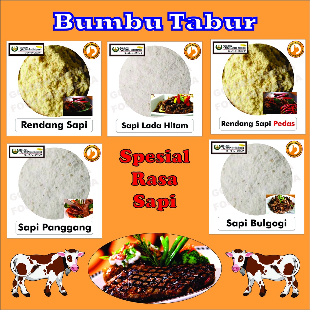 

Jual Bumbu Tabur Bubuk Tabur Seasoning Powder Sapi 100 gr, Aneka Rasa Sapi, Halal,Enak,Gurih,Praktis