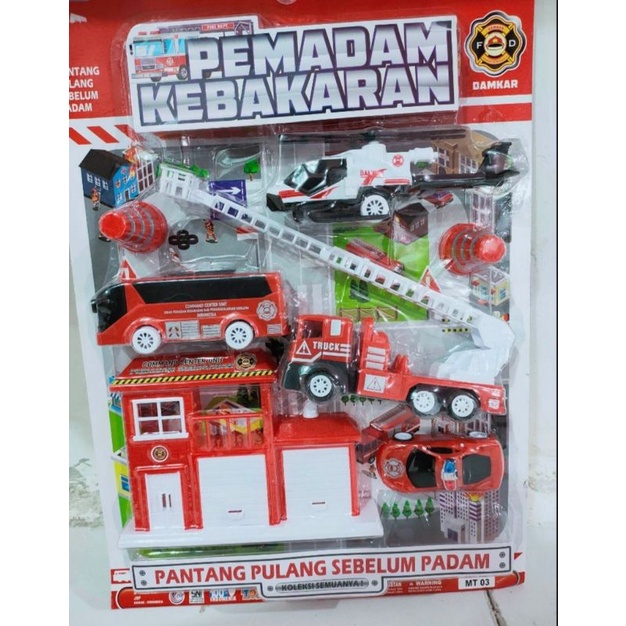Mainan Mobil Pemadam Kebakaran/Damkar Set Besar
