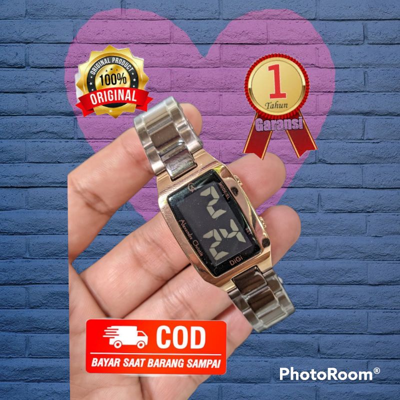 jam ac digital wanita rantai terbaru ALEXANDRE CHRISTIE AC 9345 BF