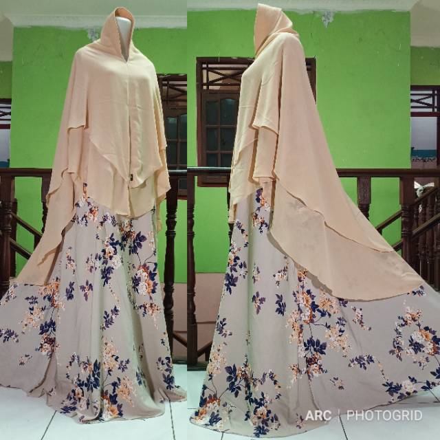 terbaru (LD 118 - 120) Gamis jumbo syari XXL fit XXXL  jehan coksu set khimar bergo jumbo