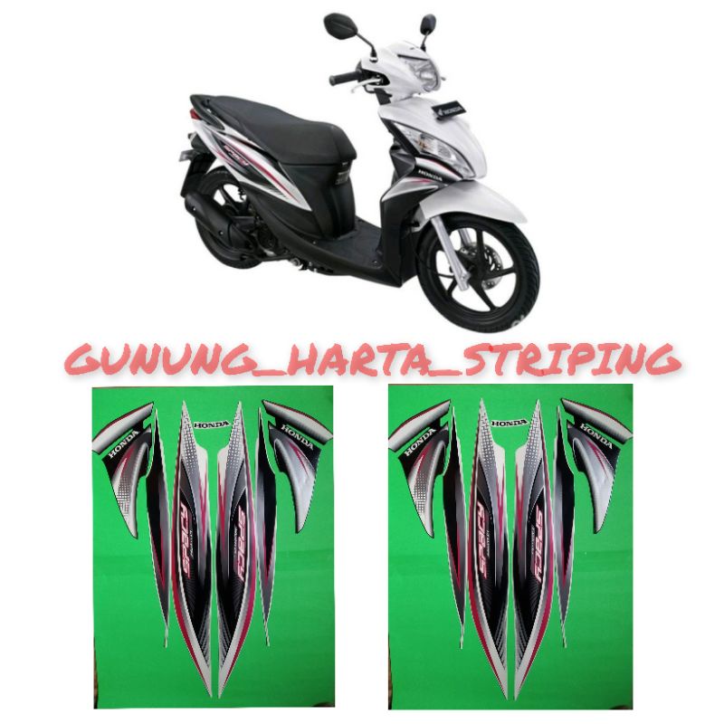 Striping Stiker Lis Les Body Motor Full Set Honda Spacy FI Helm In 2012 Standar Original Warna Putih
