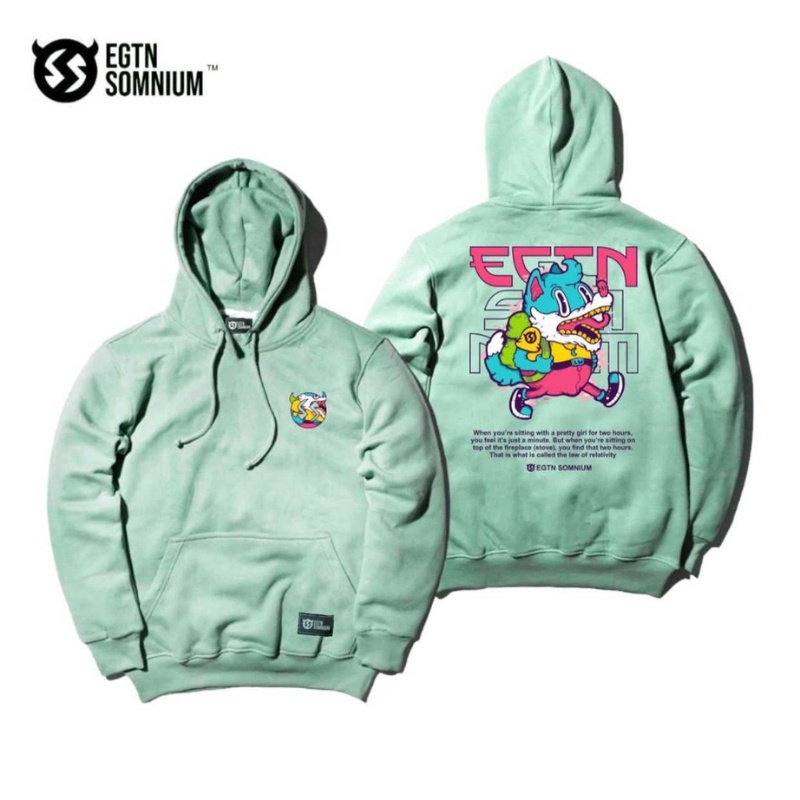 SWEATER HOODIE JUMPER PROBLEM CHILD SOFT MINT | SWEATER HOODIE WANITA BAHAN FLEECE