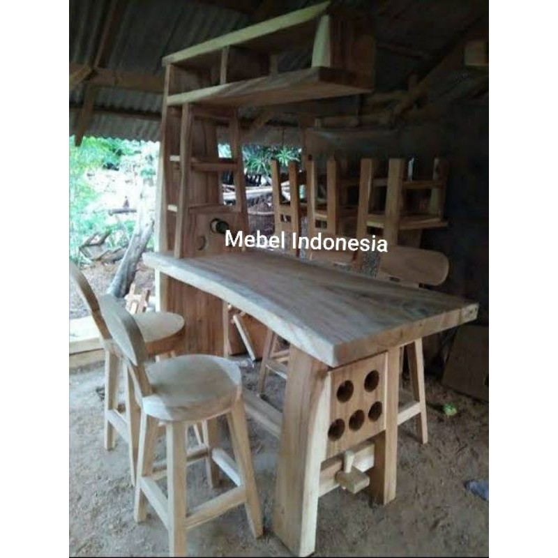 Kursi Meja Bar kayu trembesi Jepara