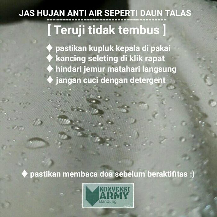 JAS HUJAN ANTI AIR seperti daun talas