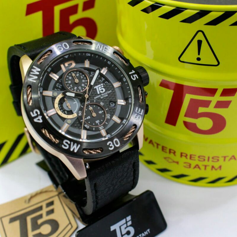 JAM TANGAN PRIA T5 H3807 CHRONO ORIGINAL TAHAN AIR 3 ATM FREE BOX PAPPER BAG || FREE GELANG