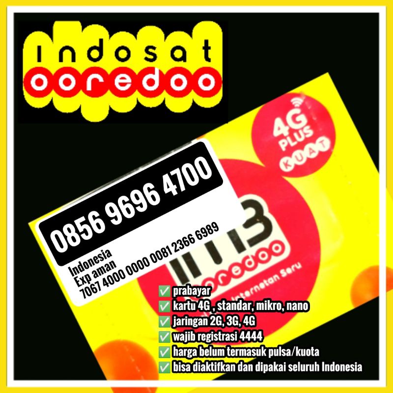 Kartu perdana nomor cantik indosat im3 4G lte abab ribuan 9696 4700