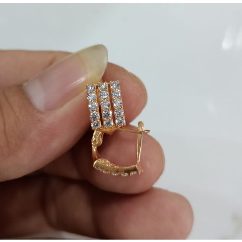 Anting Jepit mata2 Variasi, Perak 925, Sepuh Emas Rosegold