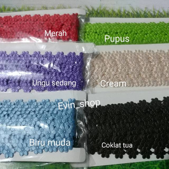 Renda Jasmine/ Melati Saten Kecil /1 cm/ 10 yard= 9 m