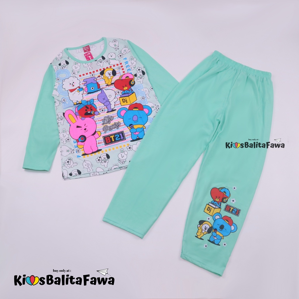 Piyama Anak Perempuan uk 5-10 Tahun / Baju Tidur Disney Import Kaos Karakter Lengan Celana Panjang