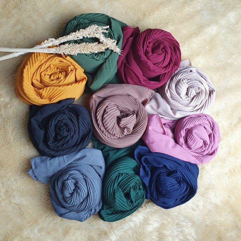 PASHMINA PLISKET JAHIT TEPI/ Pashmina Pleated/ Pashmina Plisket