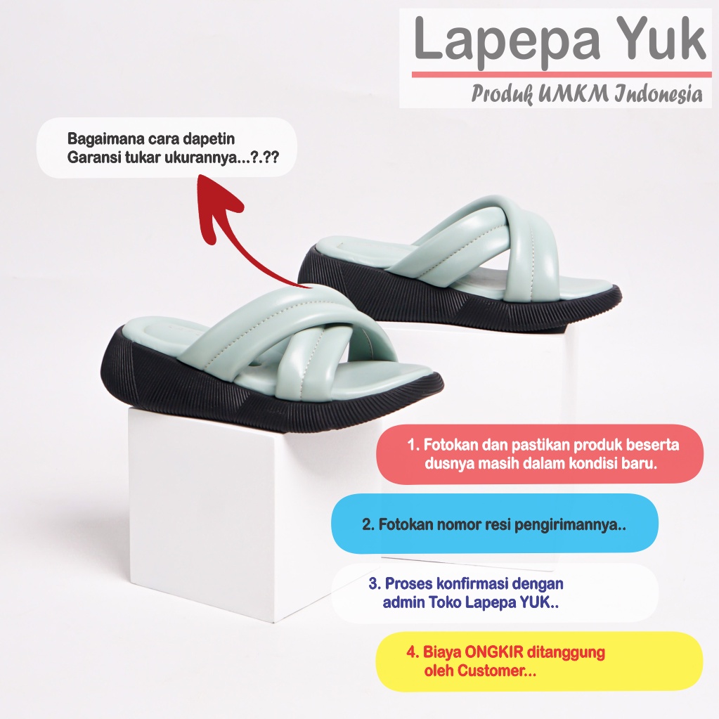 LAPEPA YUK - Sandal Platform Anak Perempuan Usia 2 sampai 10 Tahun NADHIRA KIDS Sendal Anak cewek Wedges Wanita Empuk Model Silang Warna MINT Hijau Sage Green Strap cewe Slop Usia Umur 3 4 5 6 7 8 9 thn Tahun Premium Ori Original Mall Official Store