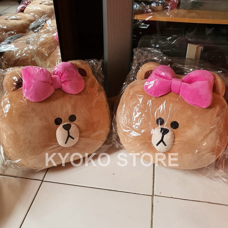 Boneka Bantal Line Choco Pink Ribbon Line Cushion Official LINE