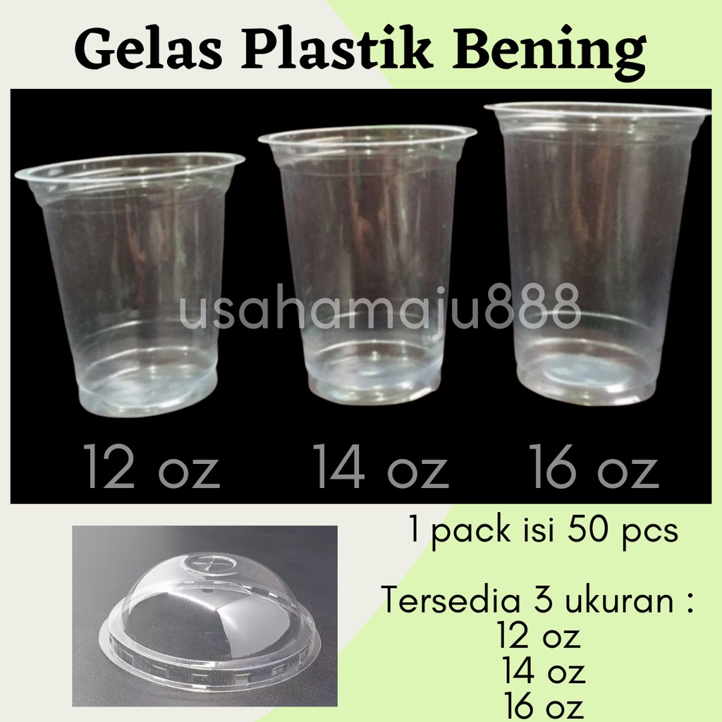 Jual 50pcs Gelas Plastik Bening 10oz 12oz 14oz 16oz Pop Ice Jus Shopee Indonesia 6879