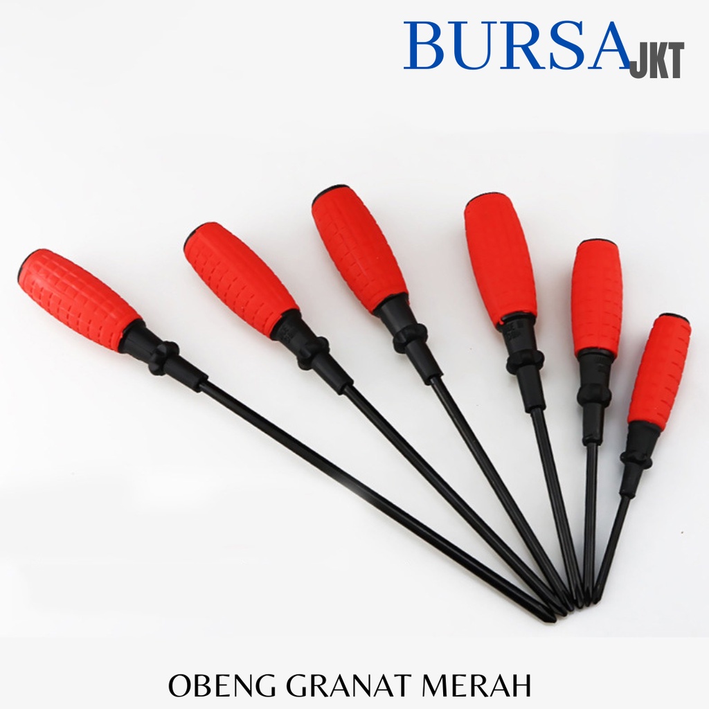 OBENG KARET MODEL GRANAT MERAH 5 MM PANJANG 200 MM MINUS -