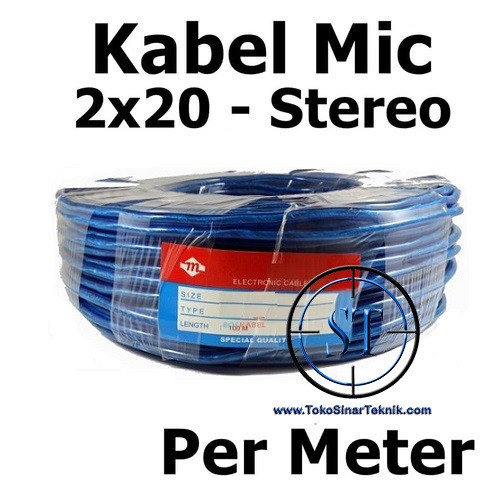 Kabel Audio Mic Microphone Stereo Transparan 2 x 20 Eceran 3 Jalur 3 Line  Akai Canon panjang Tembaga bisa Disolder  per 1 Meter